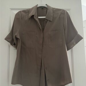 Express Taupe Short Sleeve Blouse